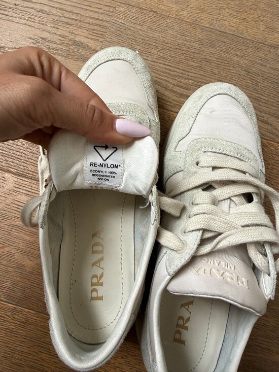 Prada - Downtown Bold White & Desert Platform Sneaker Prada Downtown Bold sneakers